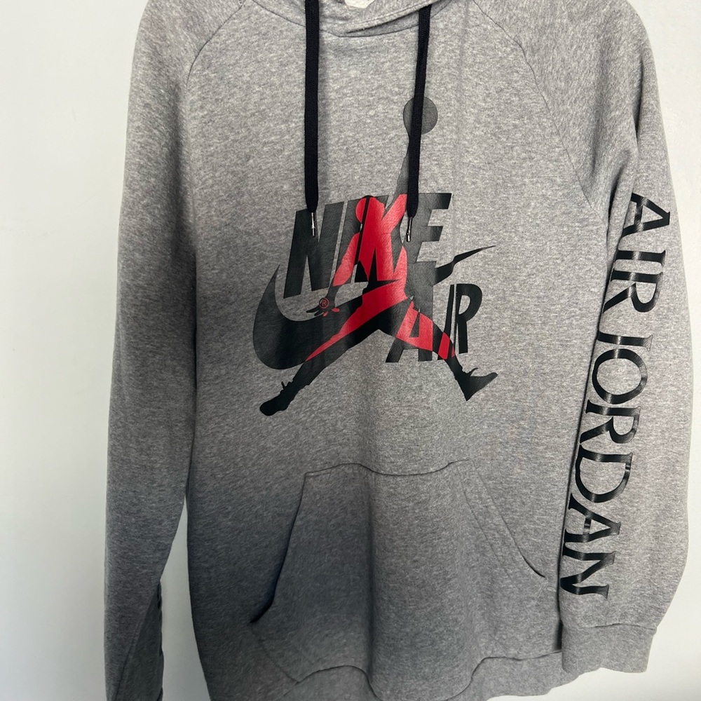Jordan Gray and Red Logo Hoodie
